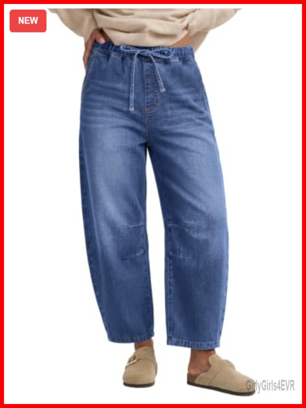 High Waisted Barrel Jeans Womens Baggy Wide Leg Cropped Denim Pants
